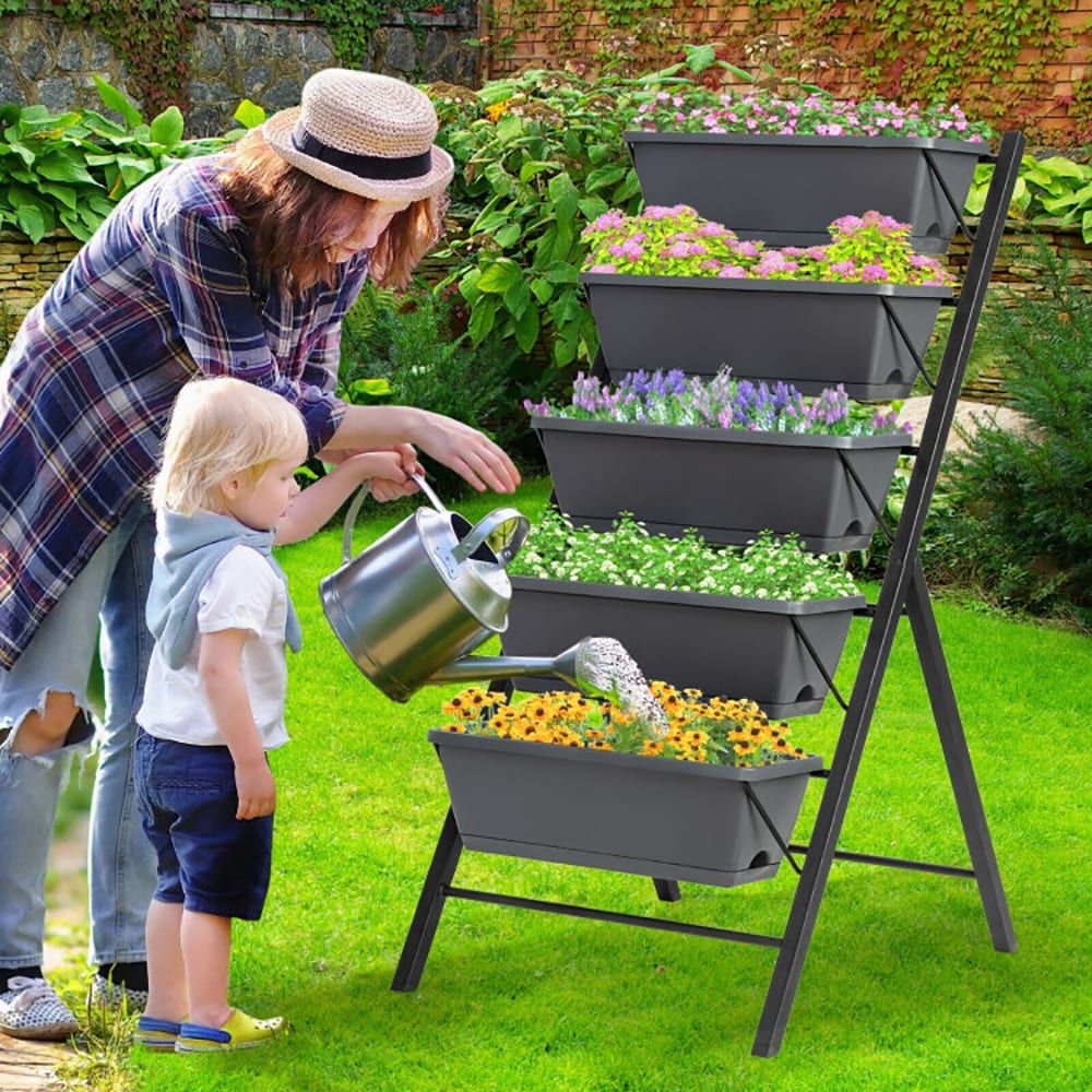 5-Tier Raised Garden Bed with Water Drainage for Flowers Vegetables - JM Variety Store